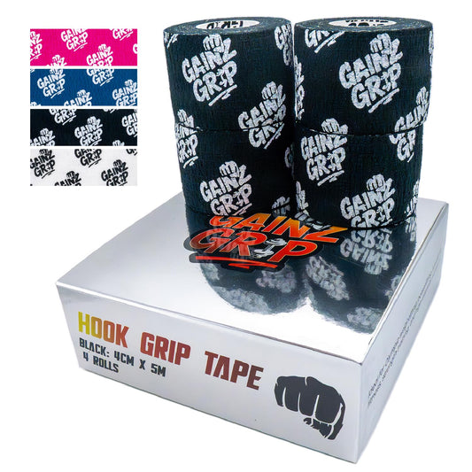 GainzGrip Hook Grip Tape - 4 Rolls Thumb Tape for Weightlifting, CrossFit, Olympic Lifting, Powerlifting & Barbell Training